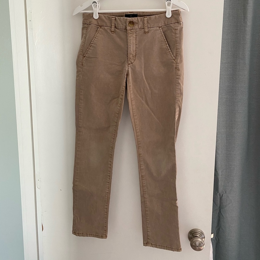 American Eagle Skinny Stretch Mid Rise Khakis